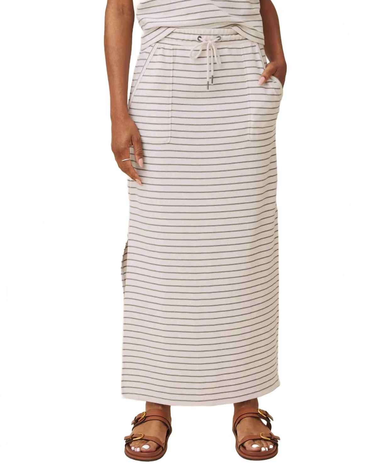 Kennedy Skirt In Pale Oak And Eucalyptus Stripe
