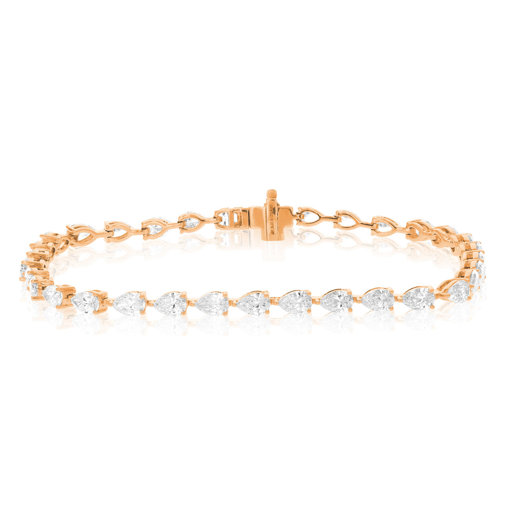 5 cttw Pear Lab Grown Diamond Tennis Bracelet in 14K Gold 7 Inch For Women