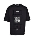 Black Modern Graphic Cotton-Blend T-Shirt