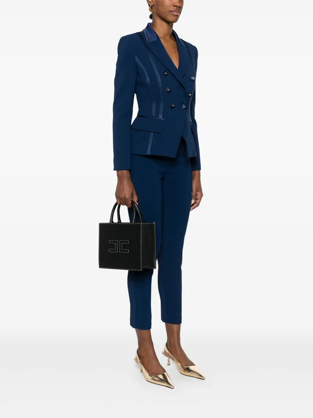 Elisabetta Franchismall contrasting-topstitching tote bag