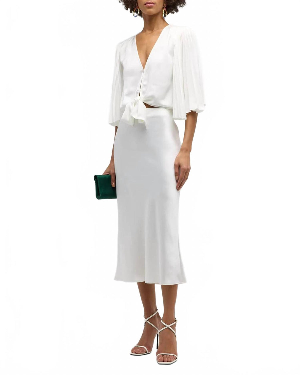 Salma Pleated Sleeves Blouse In Ivory