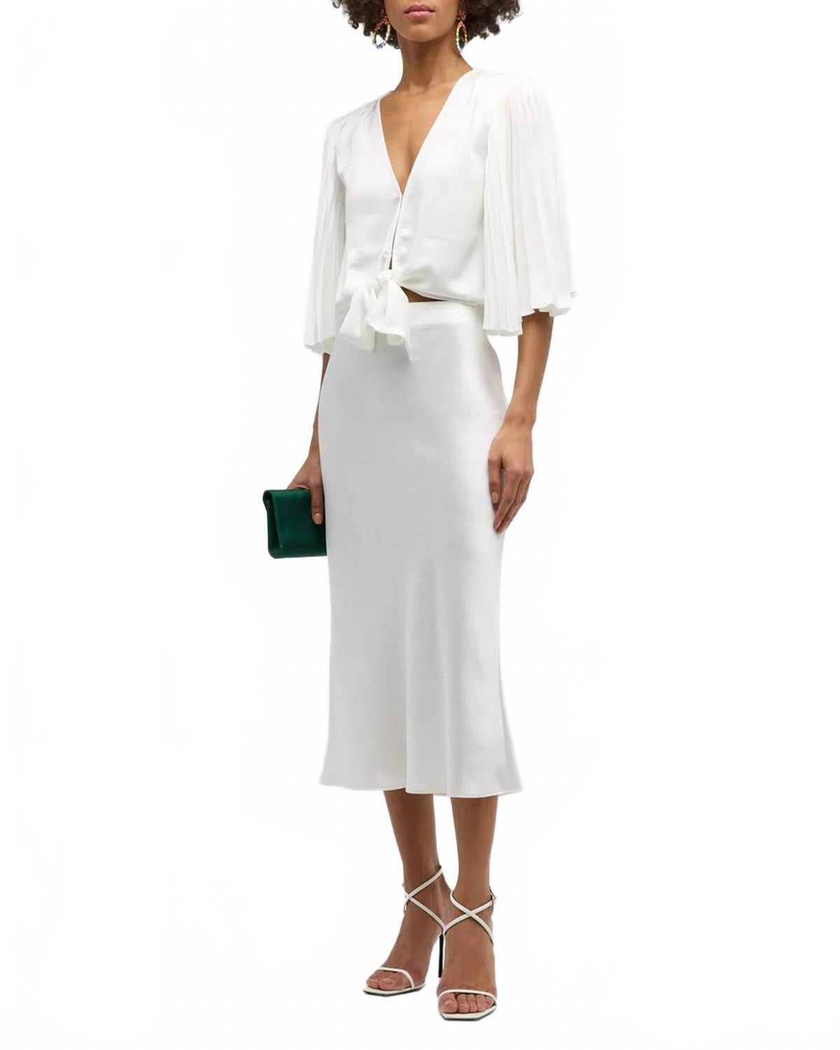 Salma Pleated Sleeves Blouse In Ivory