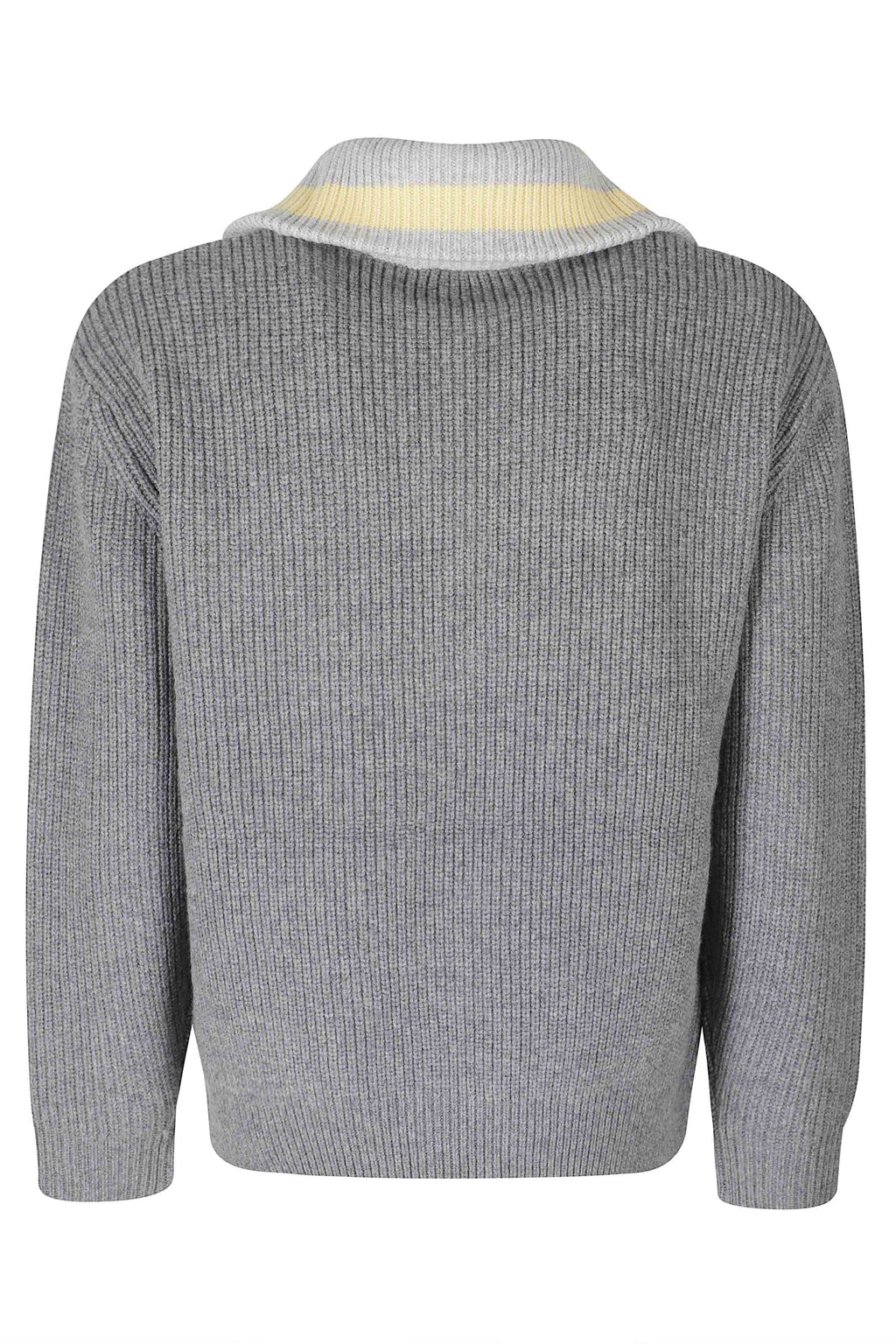 Gray Trucker Half-Zip Wool Sweater