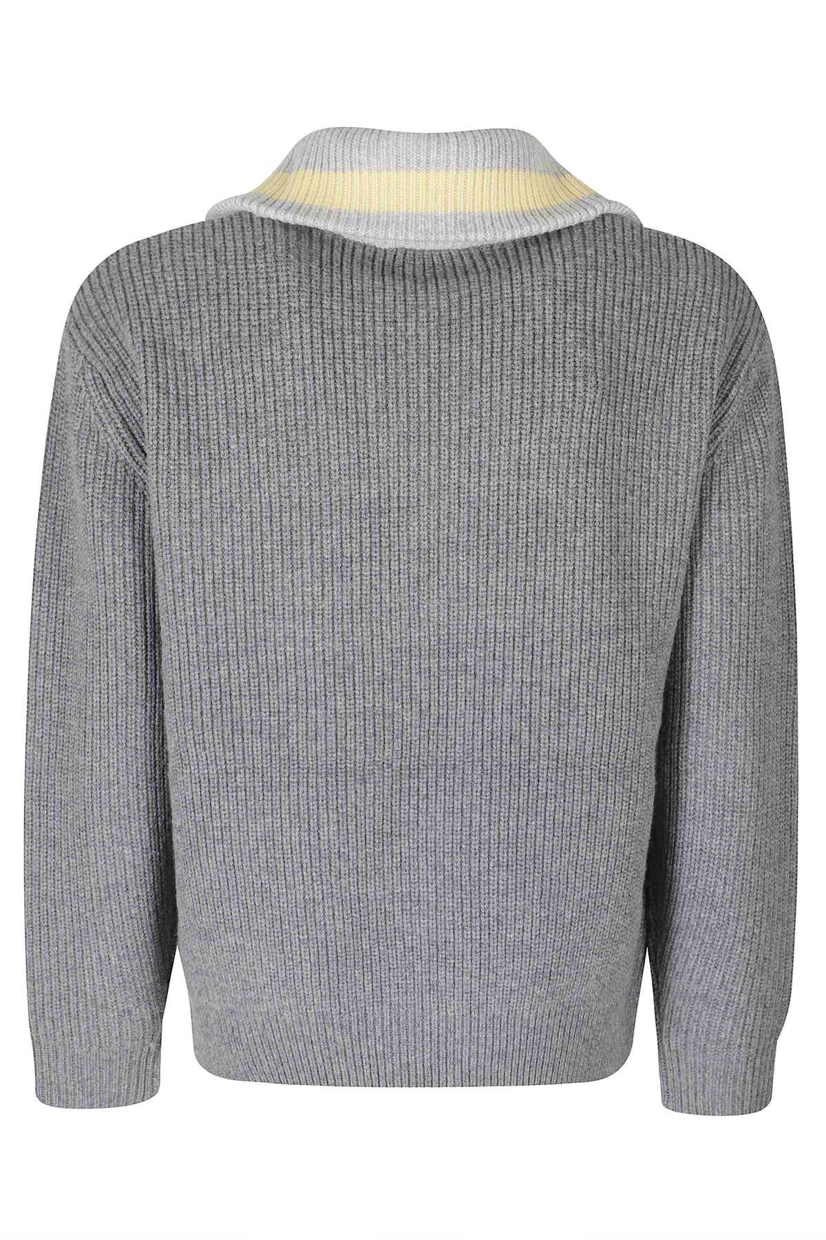 Gray Trucker Half-Zip Wool Sweater