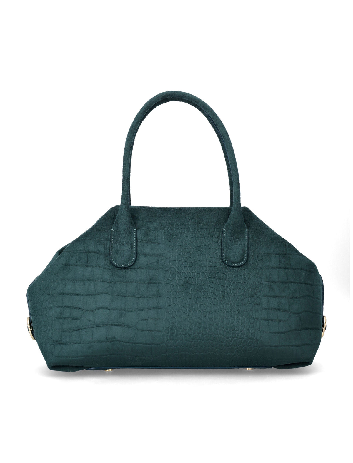 Structured Green Vegan Suede Talia Trunk Medium Bag