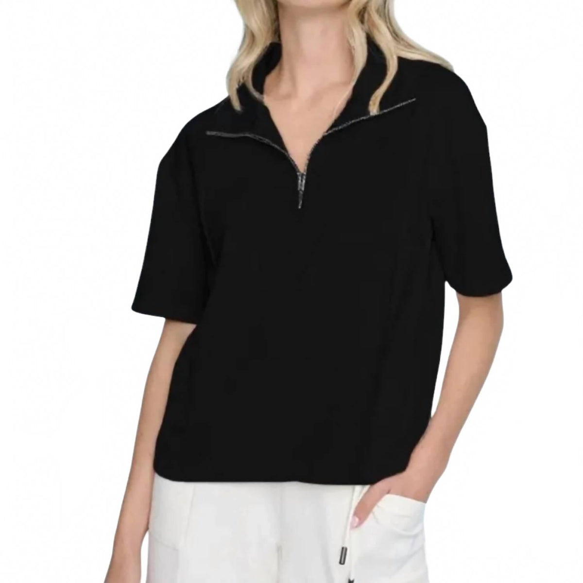 Half Zip Top In Black