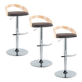 Set of 3 Adjustable Bar Chairs with Faux Leather Seating and Supportive Footrests