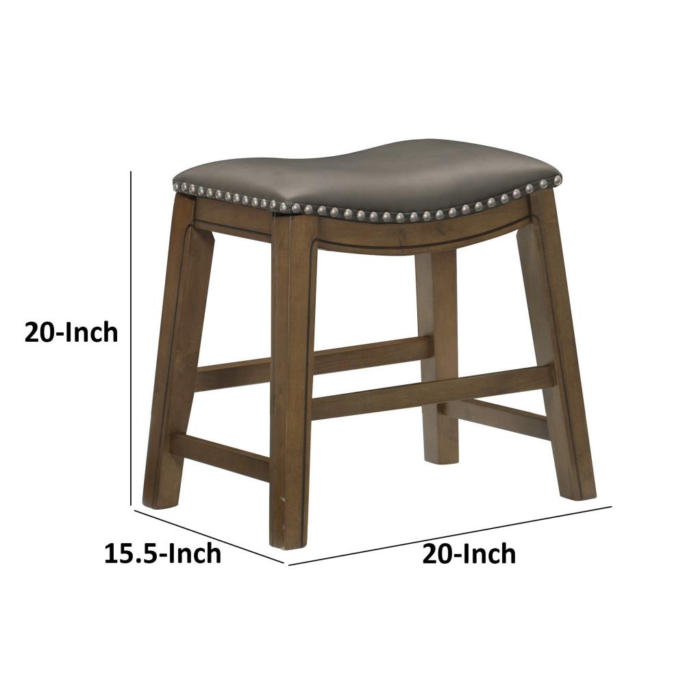 Contemporary Accent Stool with Wooden Legs and Padded Seating