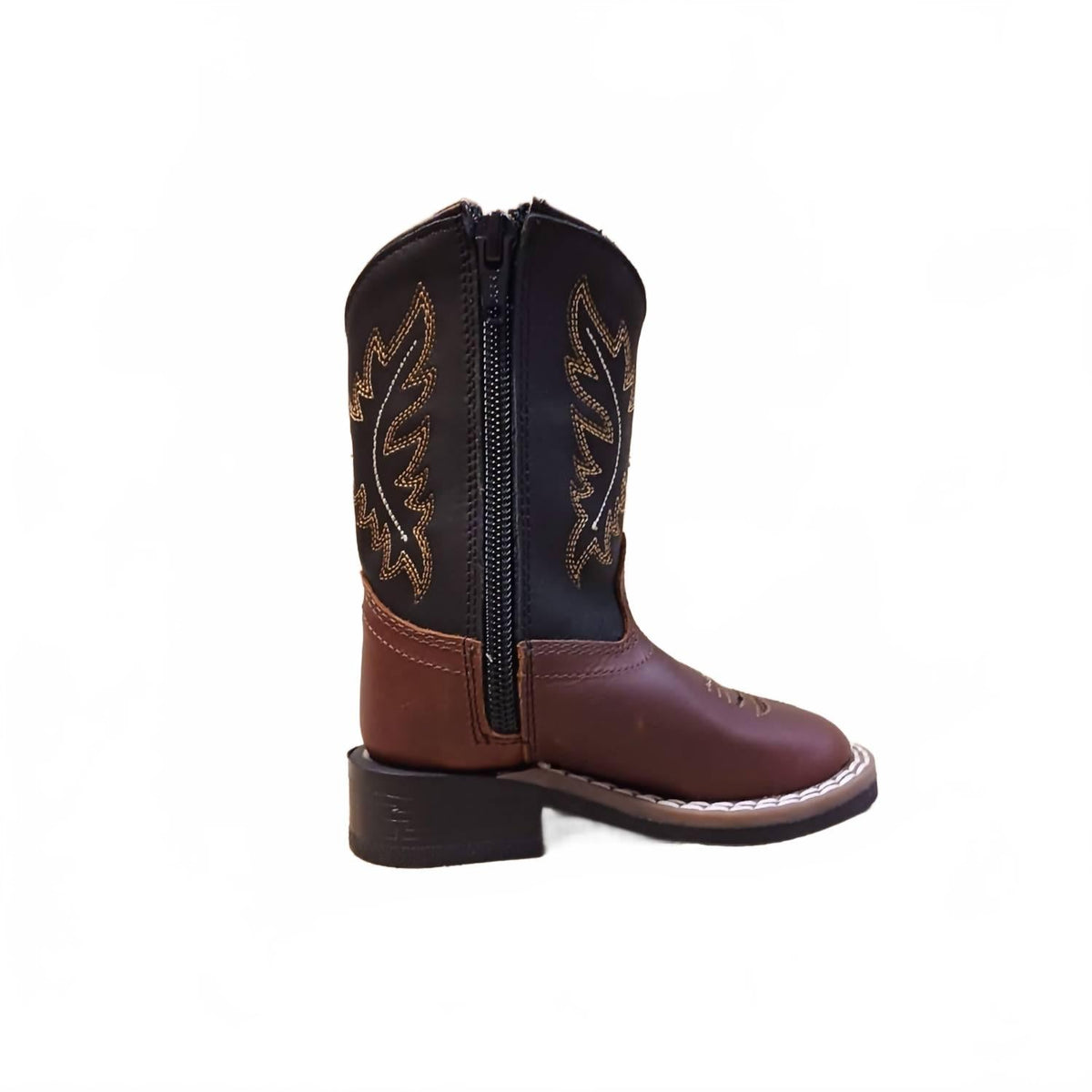 Kid's Western Leather Boot In Black Canyon / Brown