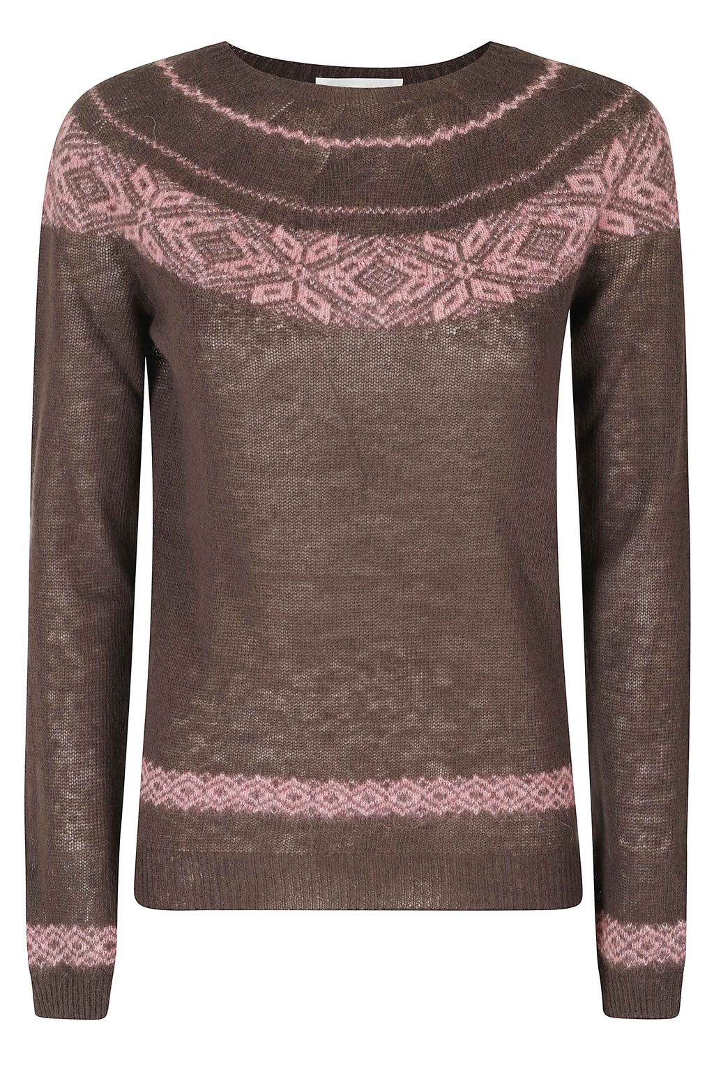 Dark Brown Fair Isle Virgin Wool-Blend Sweater