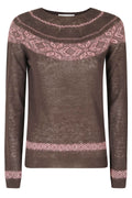 Dark Brown Fair Isle Virgin Wool-Blend Sweater
