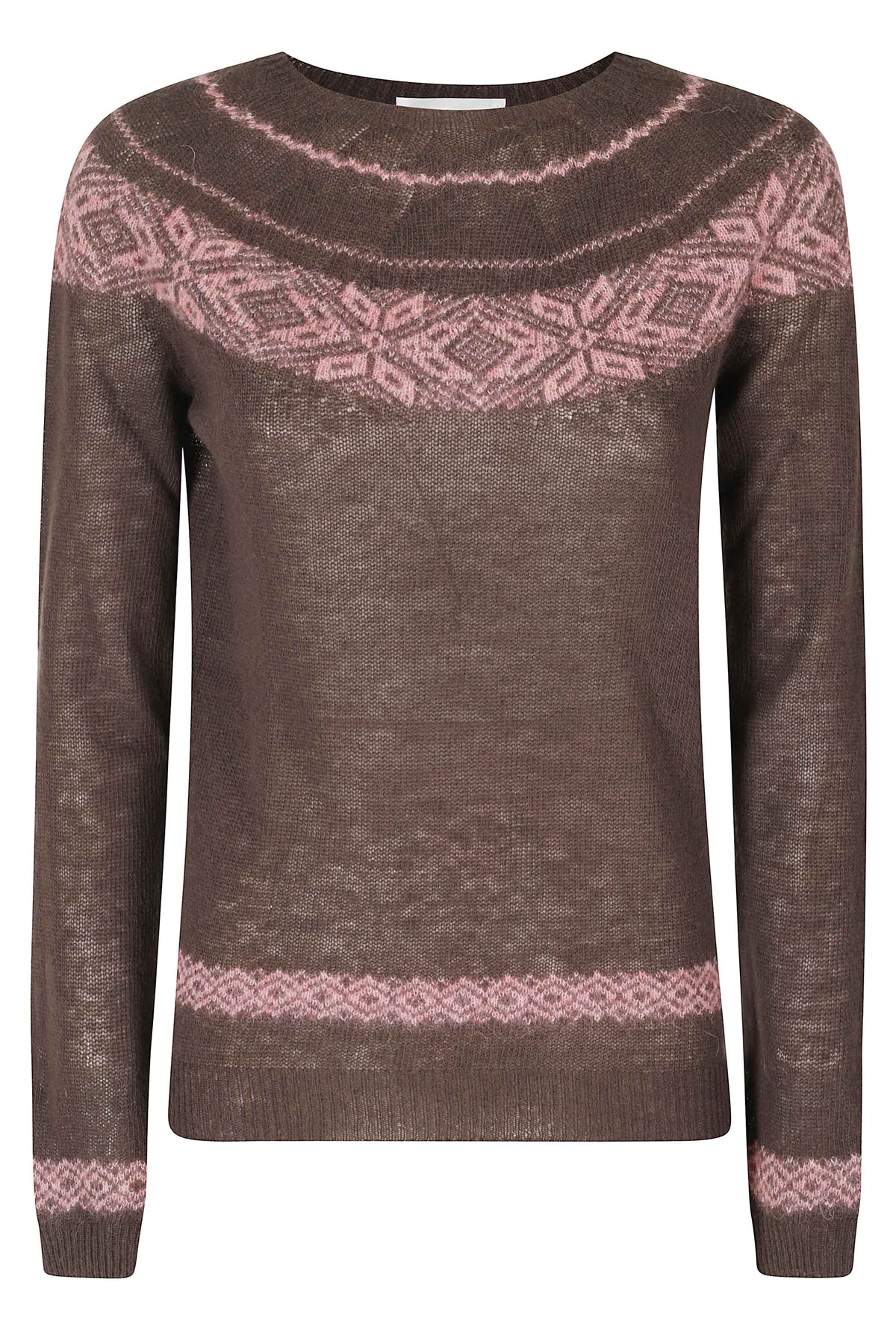 Dark Brown Fair Isle Virgin Wool-Blend Sweater