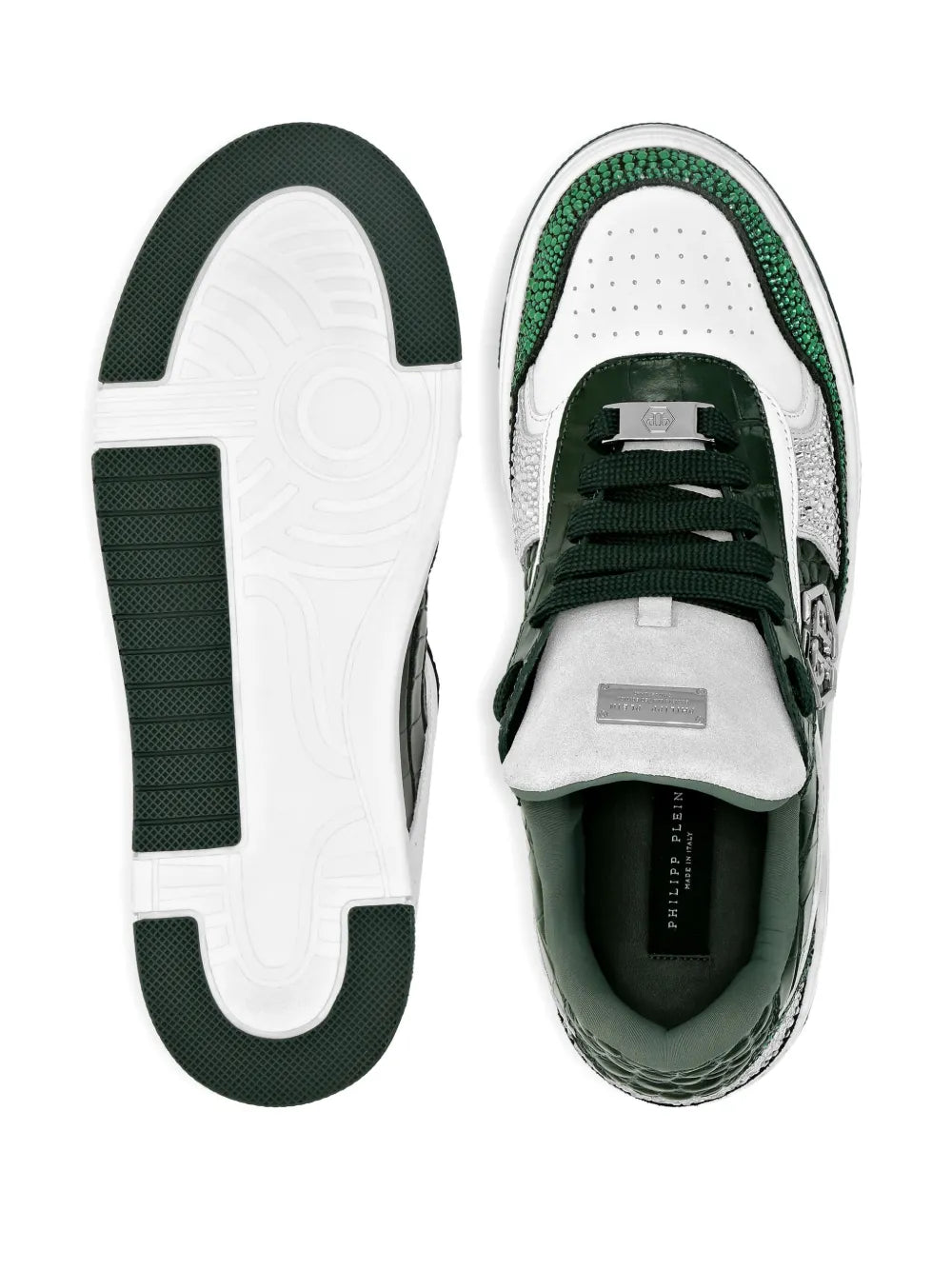 Philipp Plein Crystal-Embellished Crocodile-Effect Sneakers