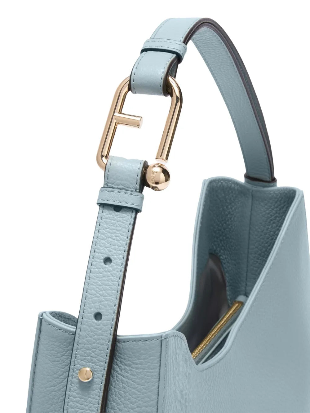 Furlacurved-handle leather shoulder bag