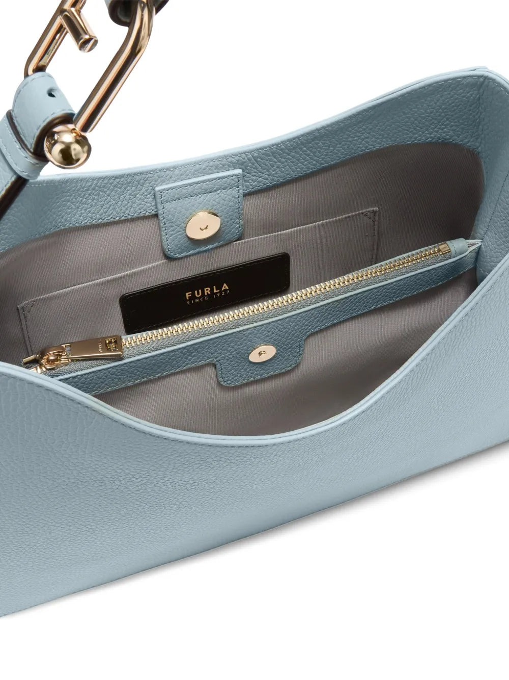 Furlacurved-handle leather shoulder bag