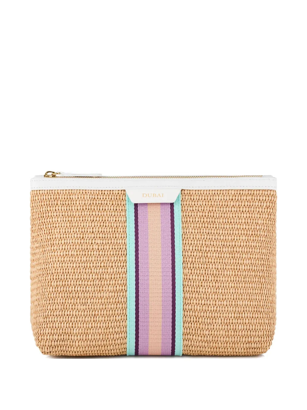 Aquazzuraraffia stripe clutch bag