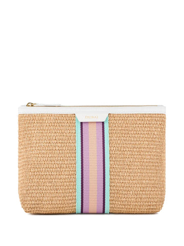 Aquazzuraraffia stripe clutch bag