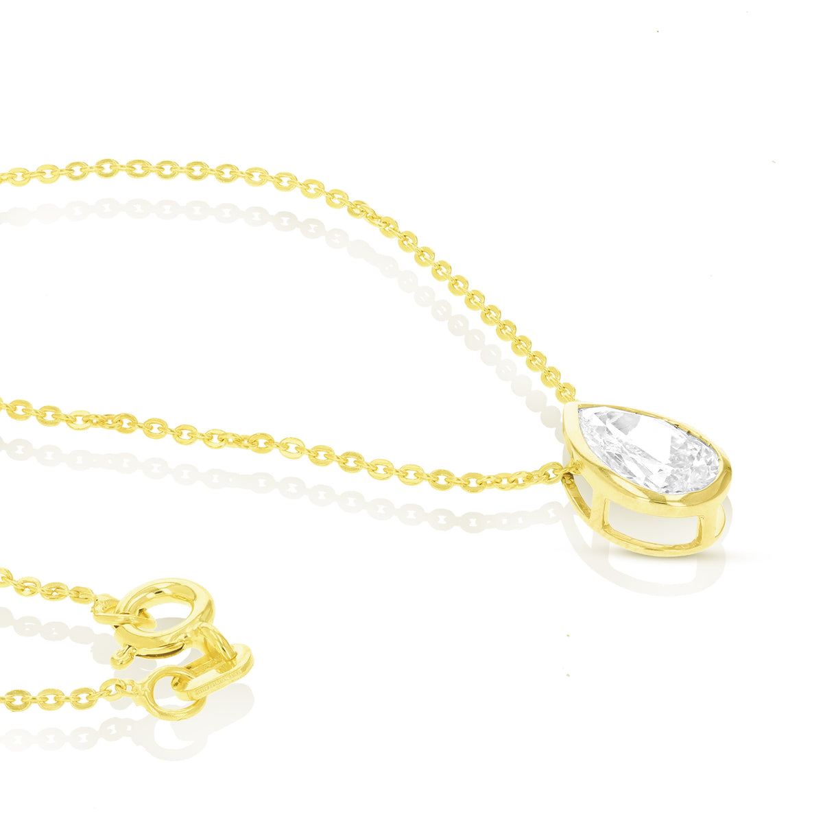 2 cttw Pear Lab Grown Diamond Solitaire Pendant Necklace in 14K Gold with Chain For Women