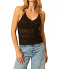 Otis Crochet Tank Top In Caviar