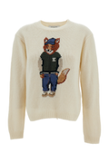 White Dressed Fox Wool-Blend Knit Sweater