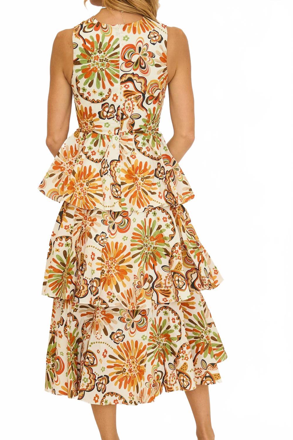 Savanna Tiered Halter Dress In Ivory  Multi