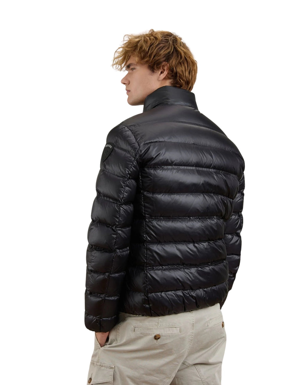Short Black Down Jacket With Glossy Finish