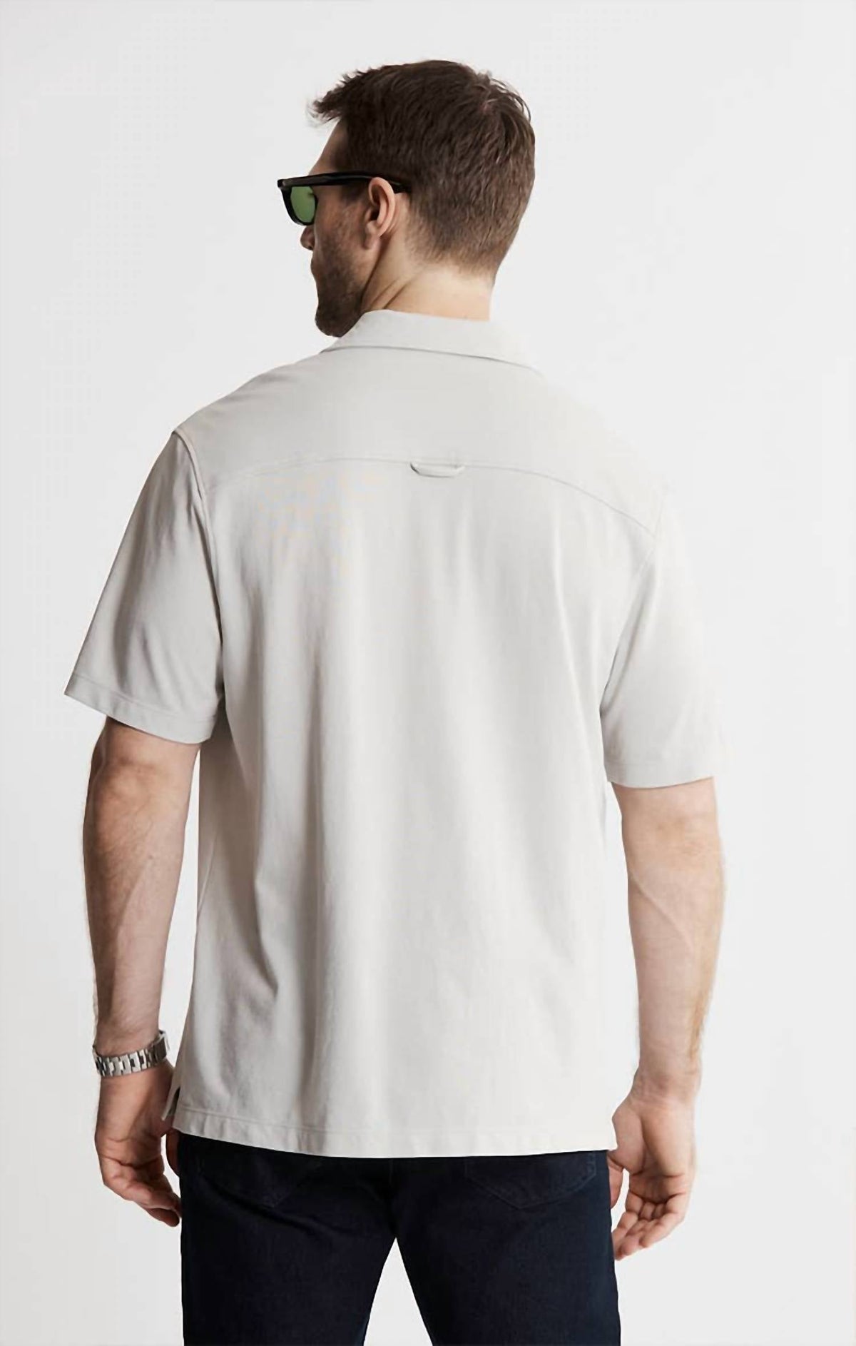 Knit Oxford Short Sleeve Shirt In Silver