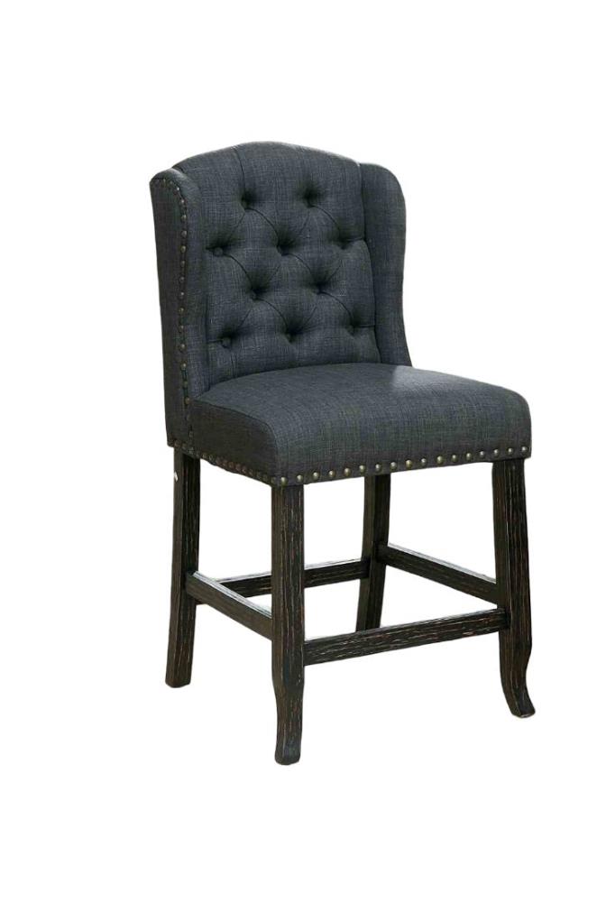 Upholstered Counter Stools with Decorative Nailhead Trim