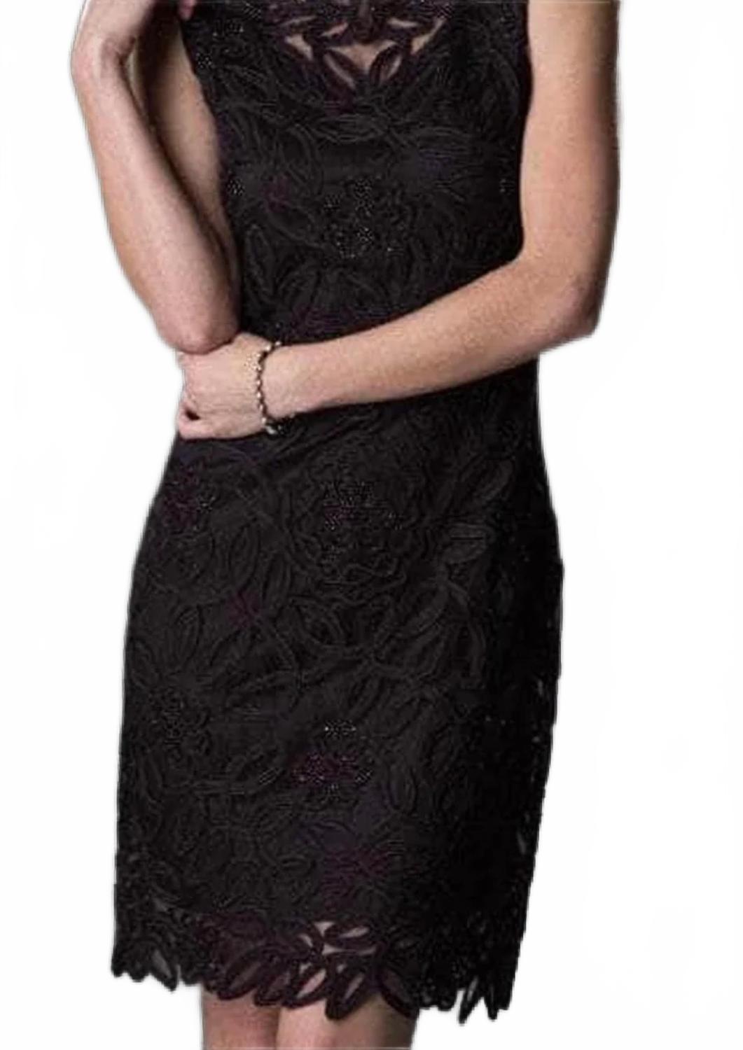 Soutache Lace Illusion Jewel Formal Dress In Black