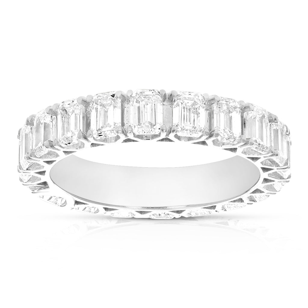 3 cttw Emerald Lab Grown Diamond Eternity Ring Wedding Band in 14K White Gold For Women