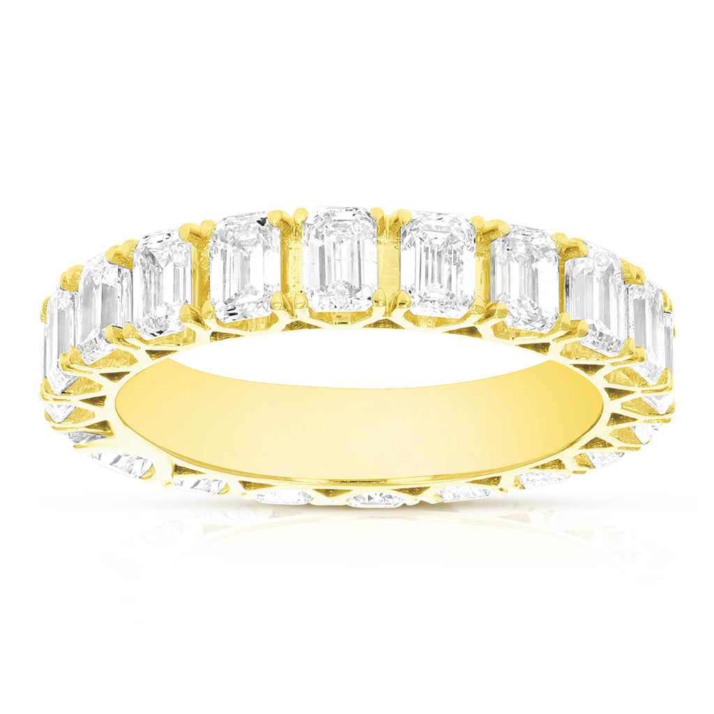 3 cttw Emerald Lab Grown Diamond Eternity Ring Wedding Band in 14K Yellow Gold For Women