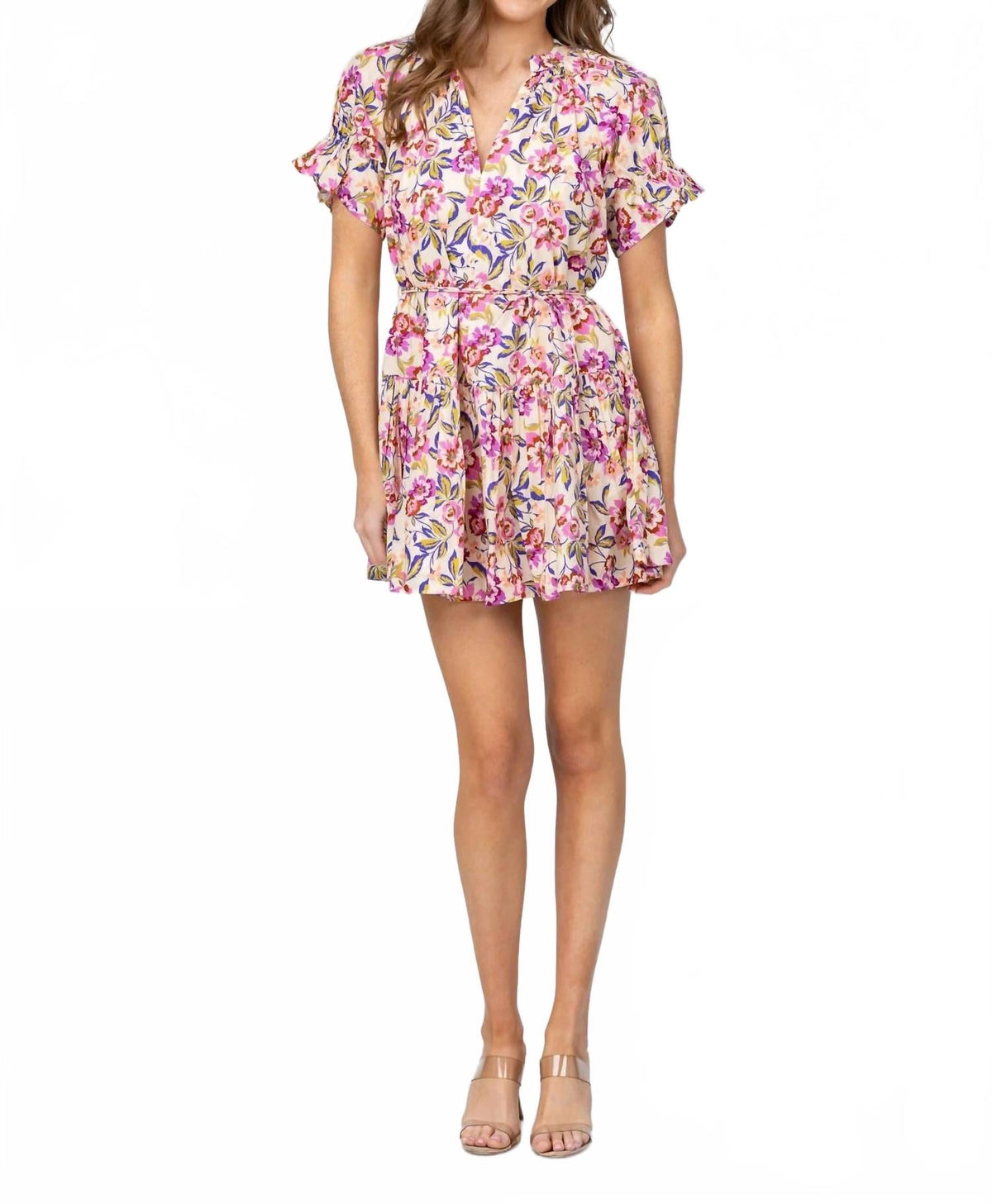 Savannah Mini Dress In Pink Floral
