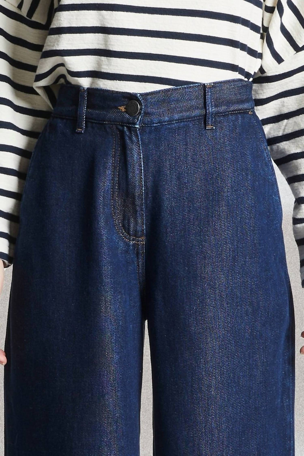 Perros Soft Wide-Leg Denim Jeans In Dark Wash
