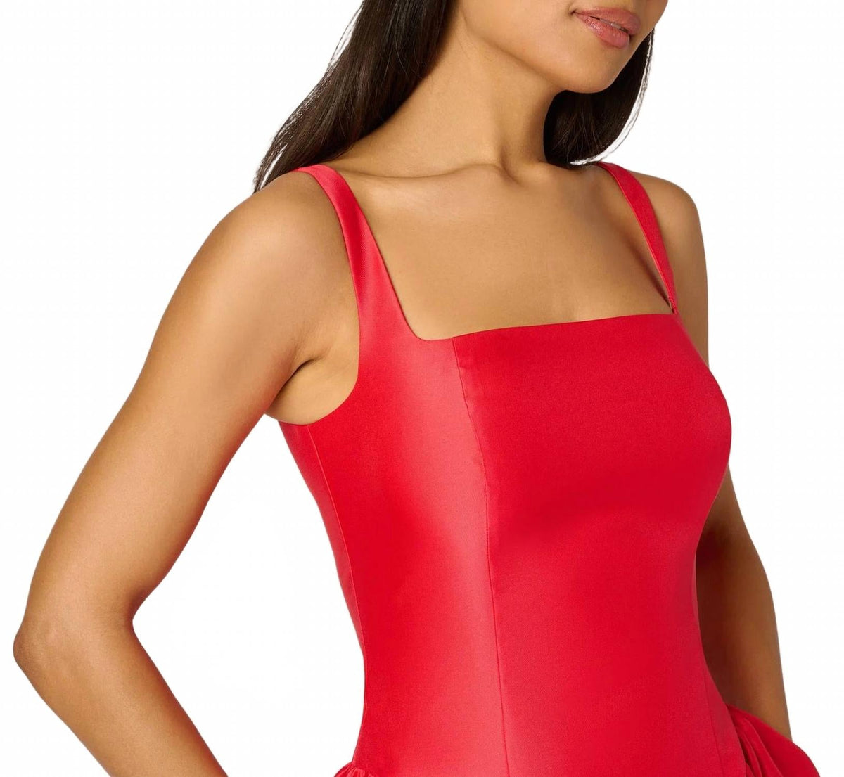 Satin A Line Mikado Cocktail Dress In Persimmon