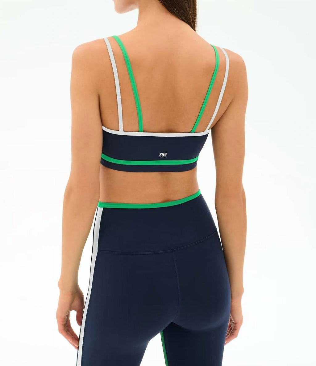 Eva Rigor Double Strap Bra In Indigo Spearmint
