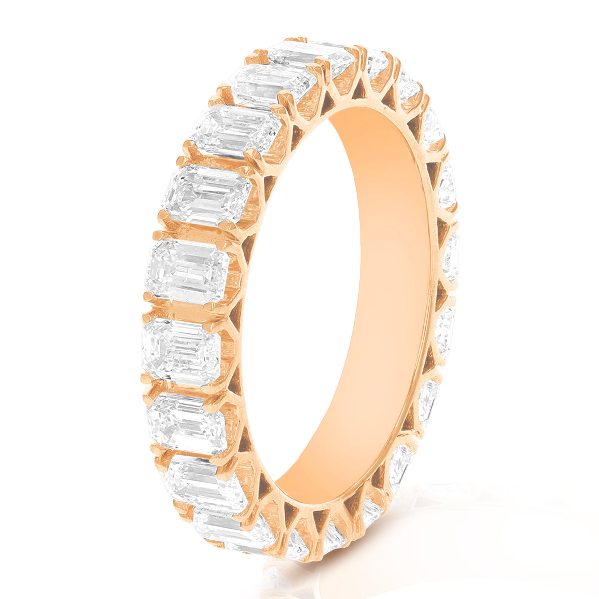 3 cttw Emerald Lab Grown Diamond Eternity Ring Wedding Band in 14K Rose Gold For Women