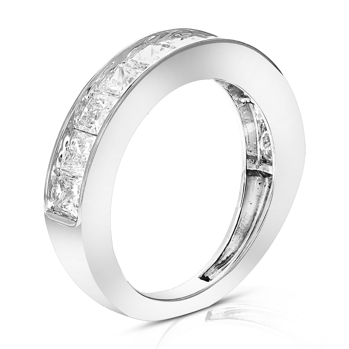 2 cttw Princess Lab Grown Diamond Wedding Band in 14K White Gold For Women