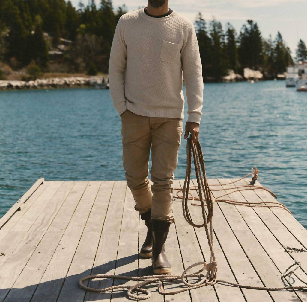 Crawford Crew Sweater In Marled Natural
