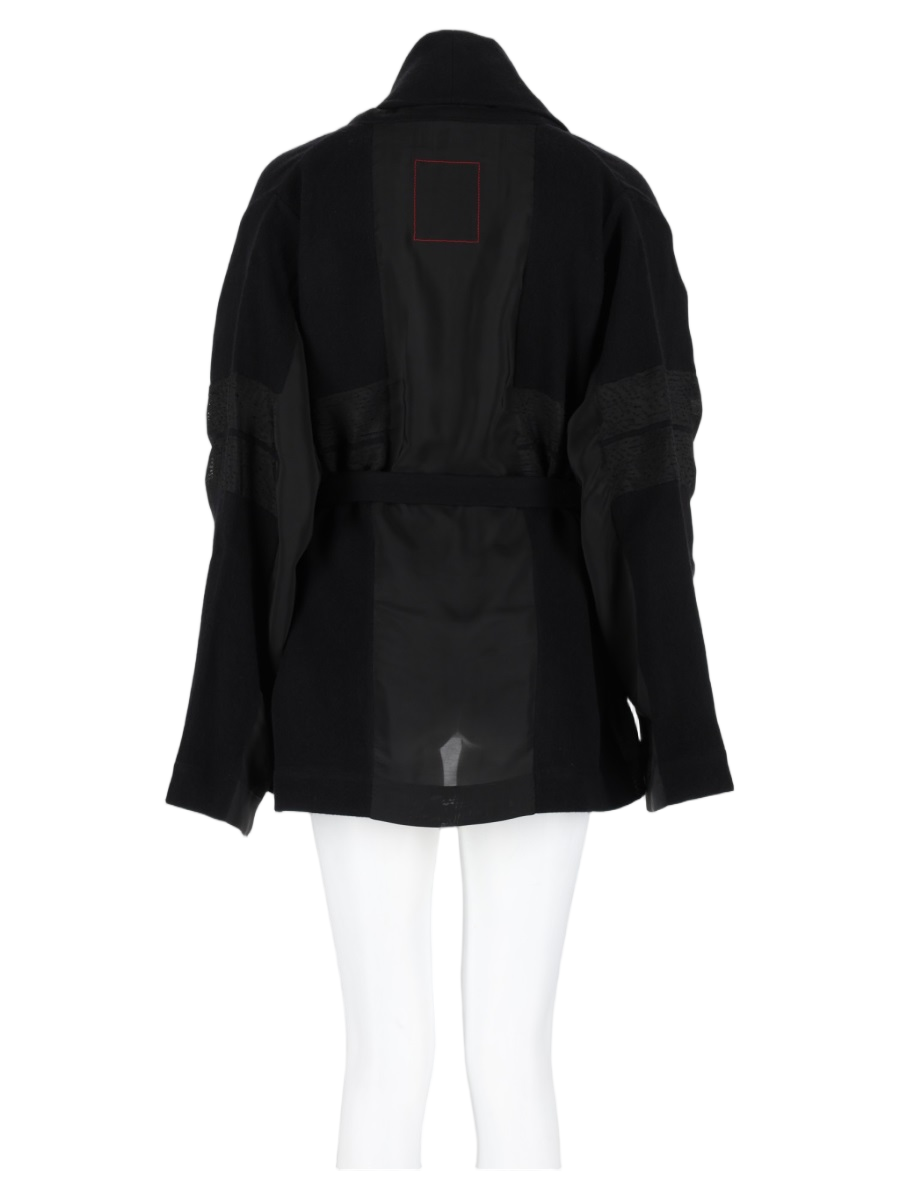 Black Sheer Detail Wrap Oversized Jacket