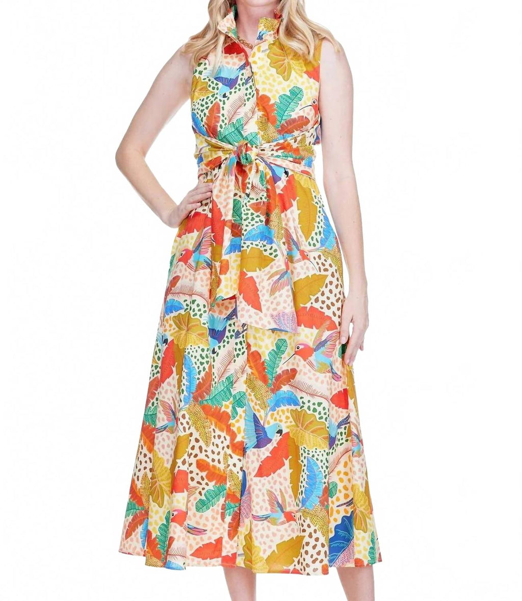 Wrap Midi Dress In Jungle Flight