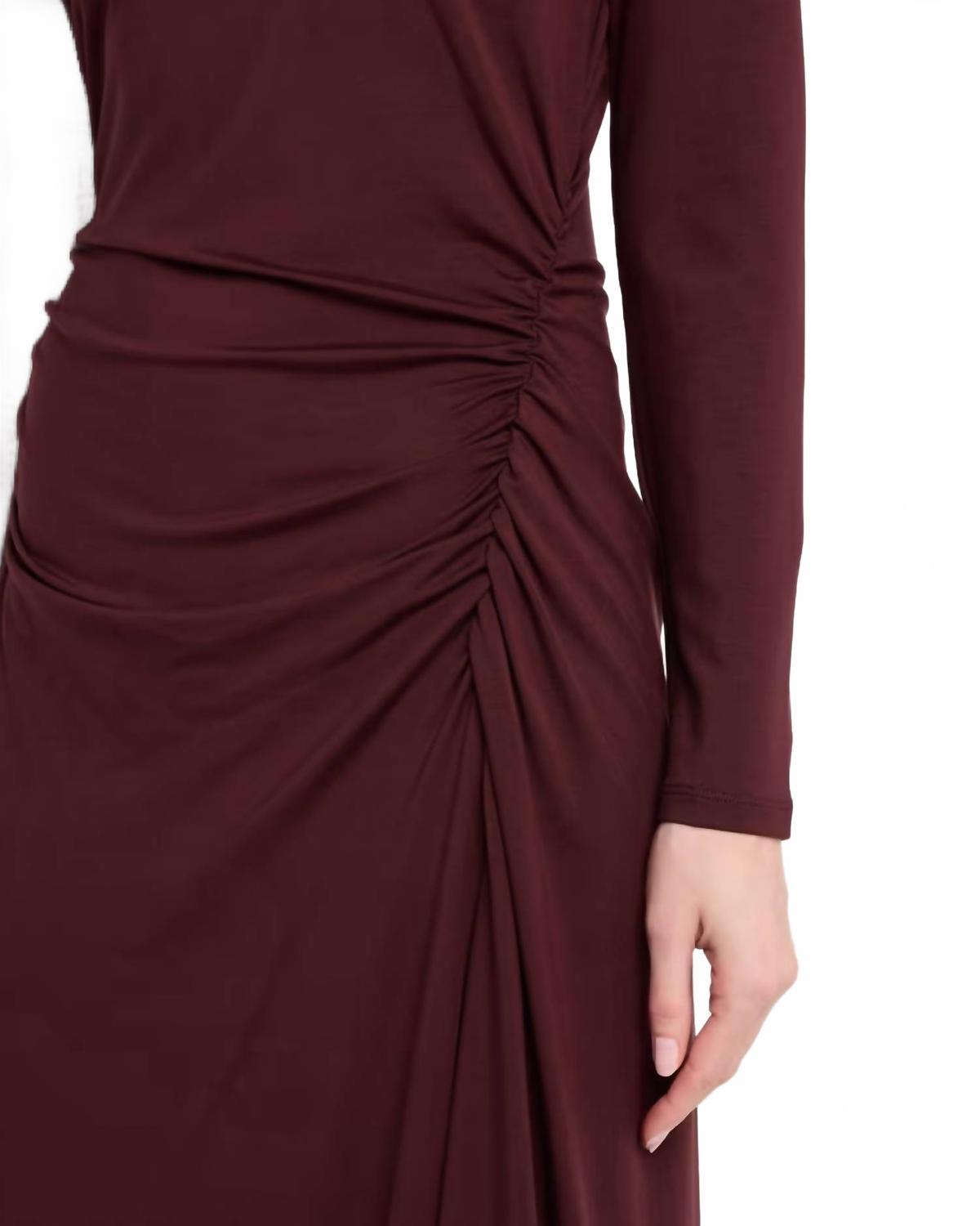 Theodora Long-Sleeve Midi Dress In Raisin