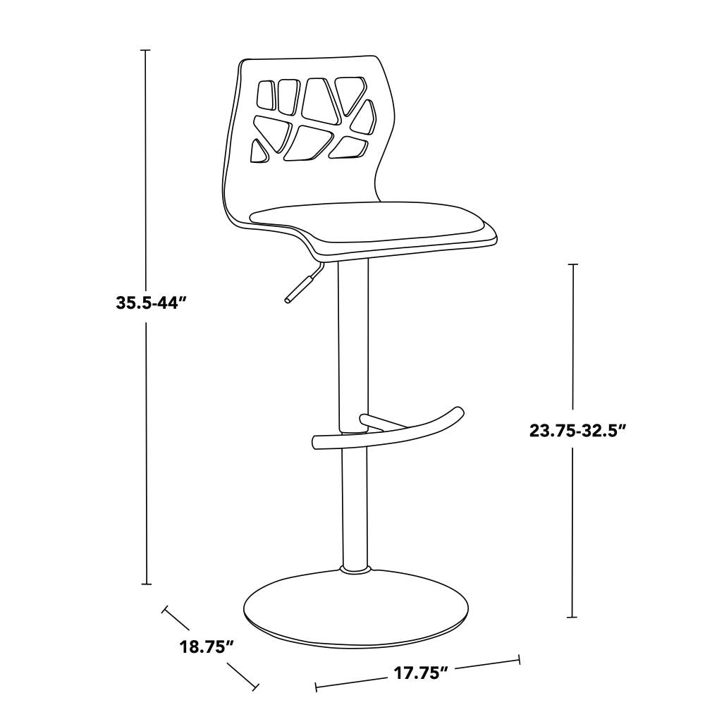 Set of 2 Contemporary Adjustable Barstools with Swivel Seats and Chrome Metal Frames