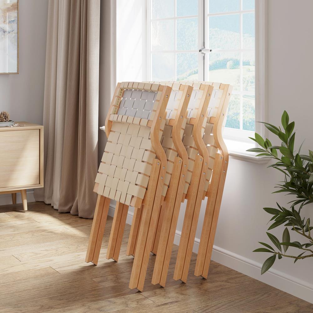 Foldable Side Chairs with Woven Seats and Flexible Backrests