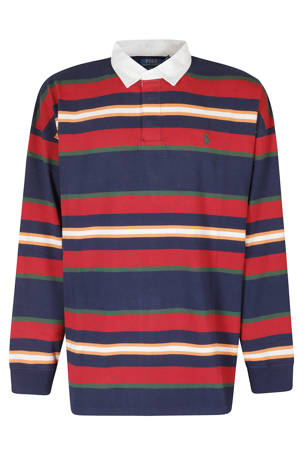 Newport Navy Multi Stripe Knit Rugby Cotton Polo Shirt