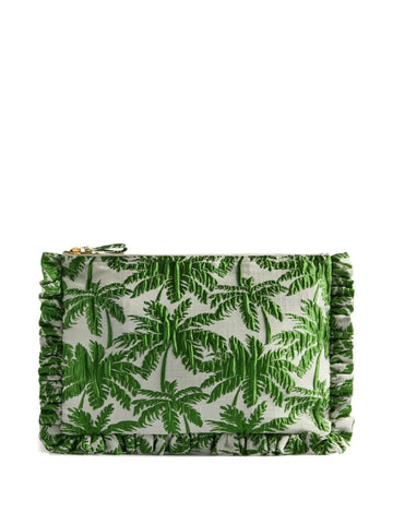La DoubleJruffled palm-print clutch bag