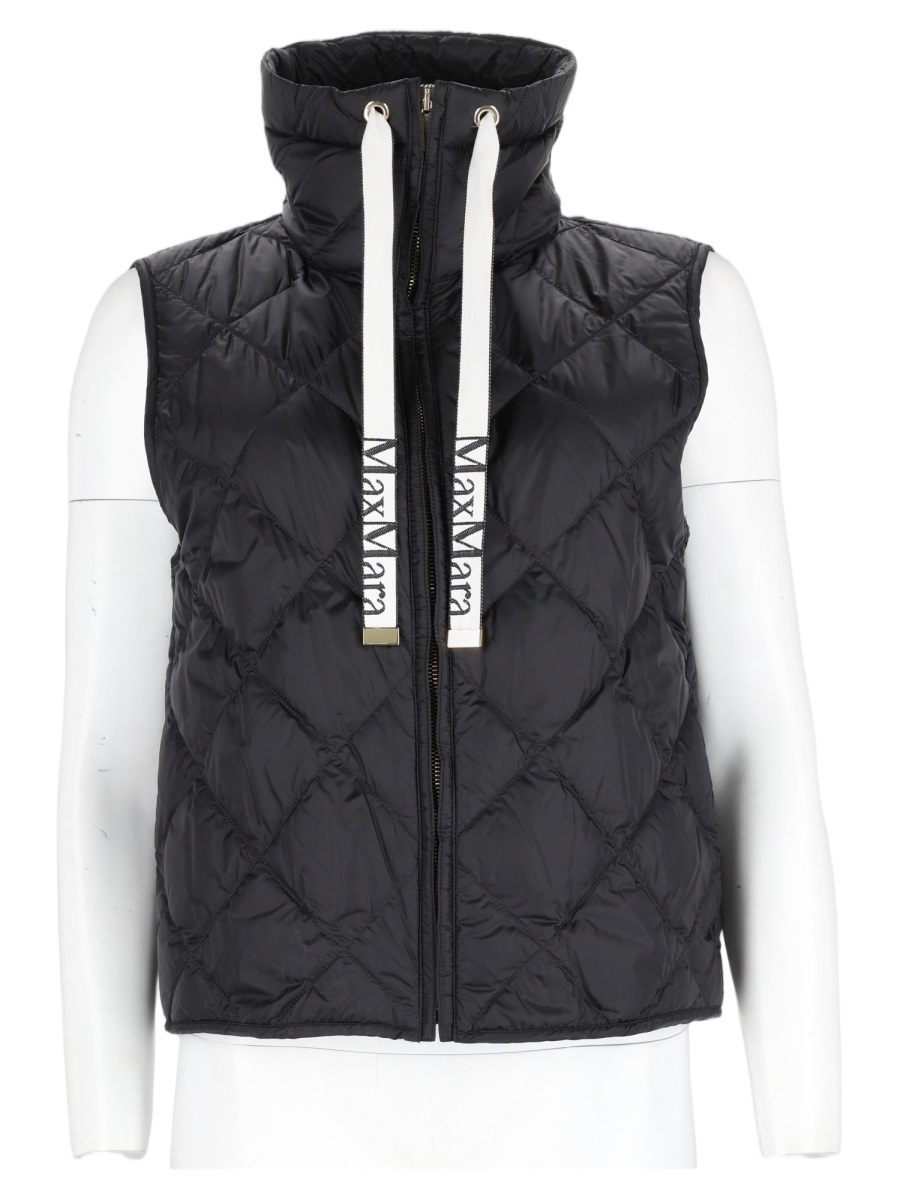 Quilted Black High Collar Polyamide Vest