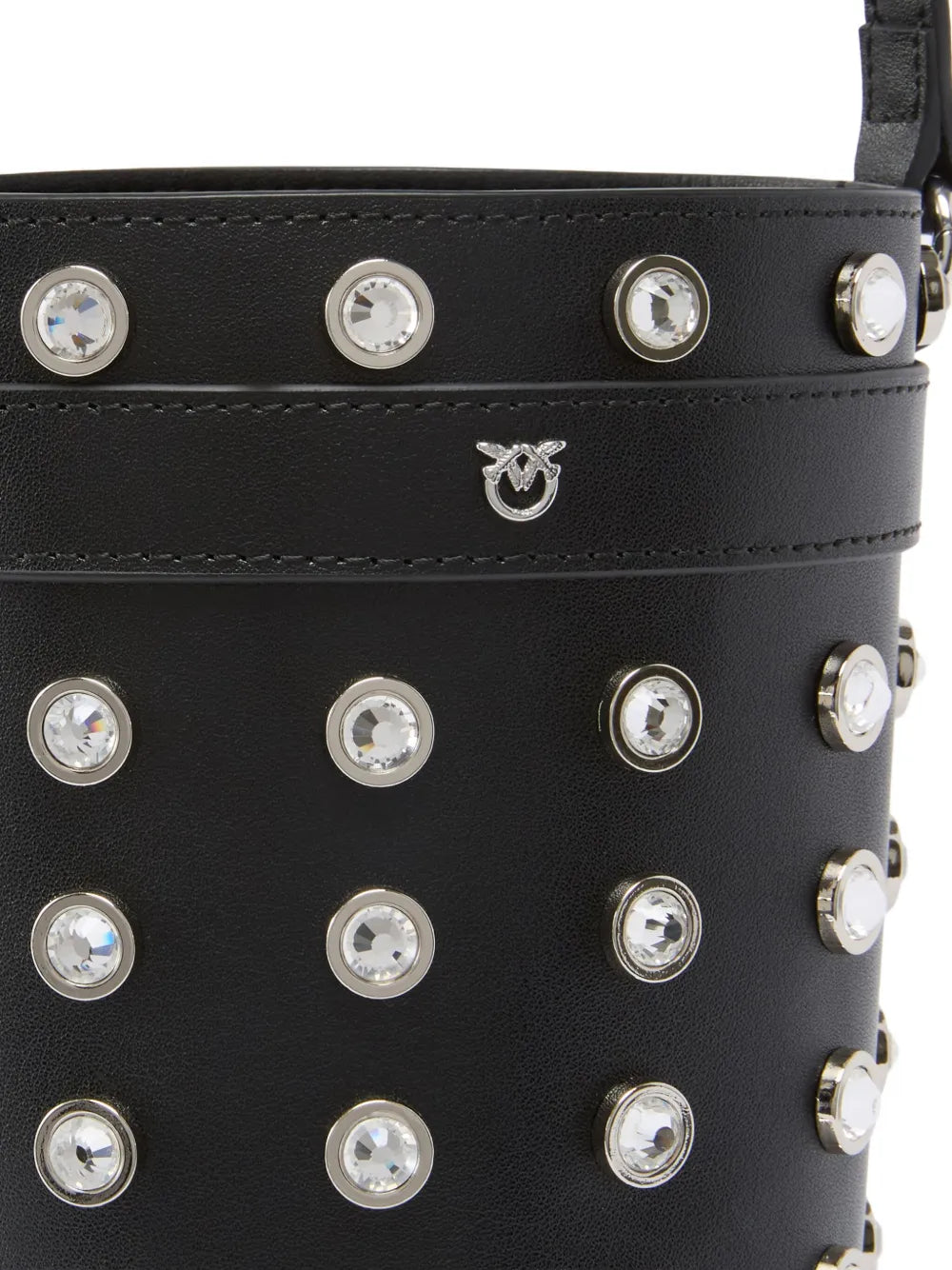 PINKOcrystal-embellished leather bucket bag