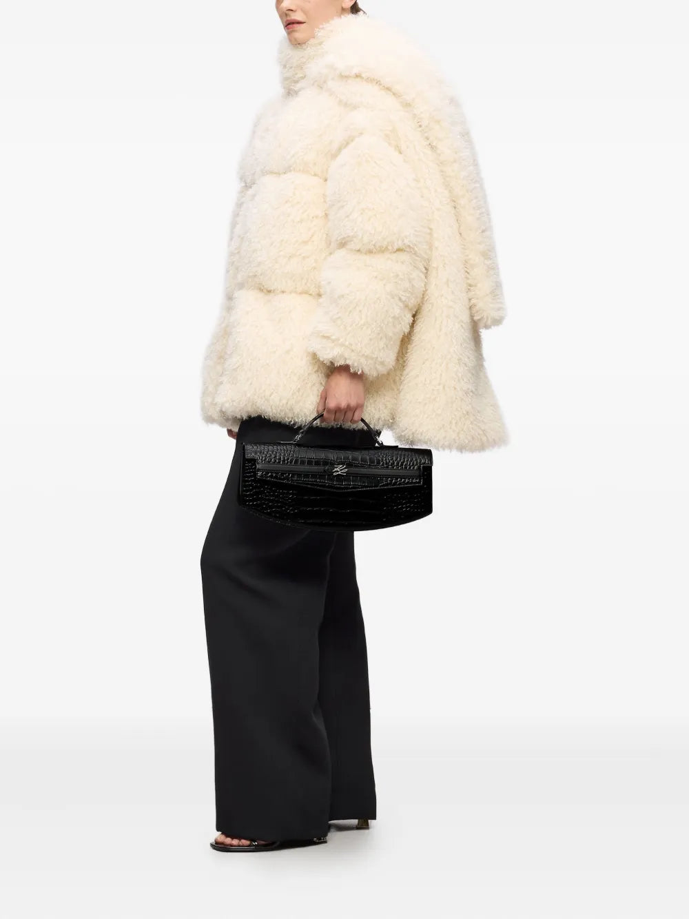 Karl LagerfeldKarl Studio crocodile-embossed top-handle clutch