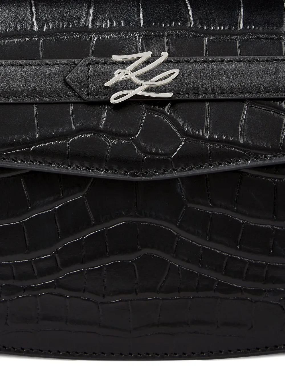 Karl LagerfeldKarl Studio crocodile-embossed top-handle clutch