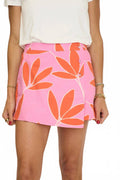 Palm Leaf Floral Wrap Skort In Pink/ Orange